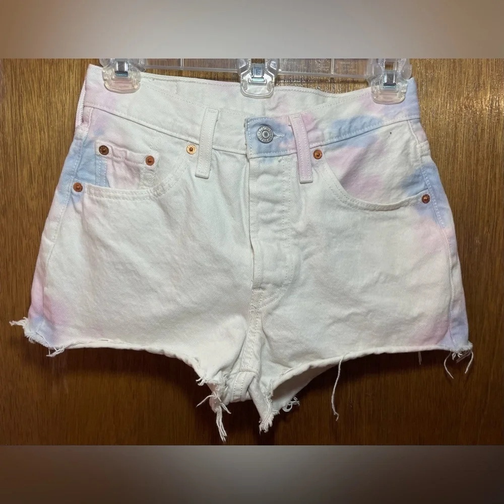 Levi’s 501 Tie-Dye White  Button Fly Cut-off‎ Shorts -Size 25 Custom